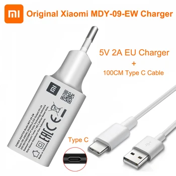 MDY-09-EW Originalus Xiaomi USB Kroviklis 5V/2A ES Adapteris USB 3.0 C TIPO Duomenų Kabelis Mi 5 6 8 9 Redmi Pastaba 7 8 Pro 