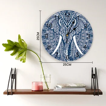 Mandala Modelis Dramblys Mėlyna Sieninis Laikrodis Šiuolaikinių Namų Puošybai, Paauglių Kambario Kambarį Adata Kabinti Žiūrėti Stalo Laikrodis