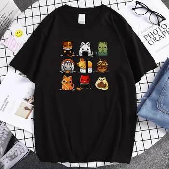 Mažai Žavinga Katė, Šuo Gyvūnų Suši Animacinių Filmų Print Print Vyrų T Shirtharajuku T Marškinėliai Atsitiktinis Marškinėliai, Kvėpuojantis Mens Tshirts