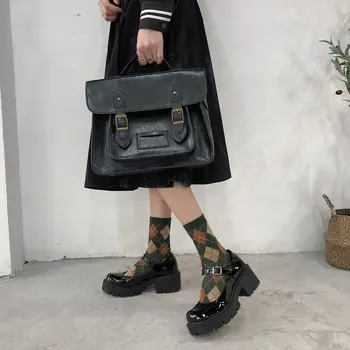 Mažas odos batai moterims 2021 metų pavasario modelių batai moterų Japonijos aukšti kulniukai retro platforminiai batai moterims