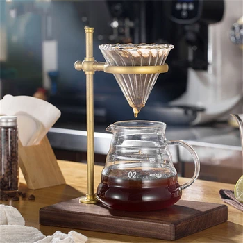 Medienos Bazės Vertus Kavos Filtro Laikiklis Reguliuojamas Puodelio Laikiklis Vertus Kavos Filtras Dripper Puodą Stovo Laikiklio Stovas Kavos Priedų