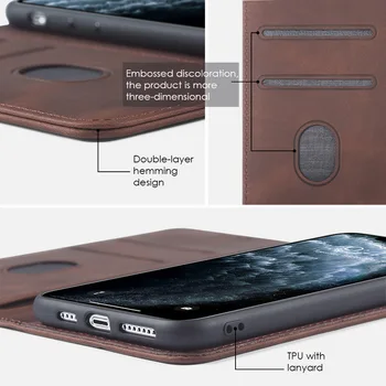 Minkštos PU Odos Apversti Piniginės Atveju iPhone, 11 Pro Max 12 mini XR XS 8 7 Plus SE 2020 Kortelės Lizdas Atveju Dangtelis, Skirtas 
