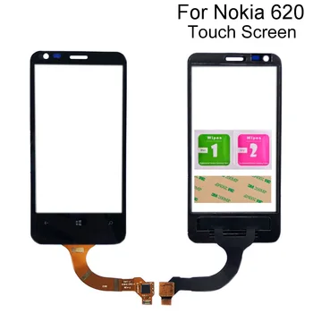 Mobiliųjų Touch Screen Stiklas Nokia Lumia 620 N620 skaitmeninis keitiklis Touch Panel Priekinio Stiklo Objektyvas Jutiklis Remontas, Dalys, Įrankiai, 3M Klijai