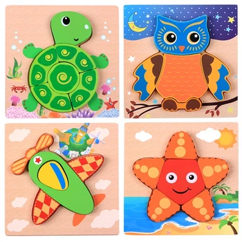 Montessori Medžiagų Vaikus Dėlionės Valdybos Švietimo Mediniai Žaislai Vaikams Įspūdį Tangram Animacinių Filmų Pelėda Žaislai 0-12 Mėnesių
