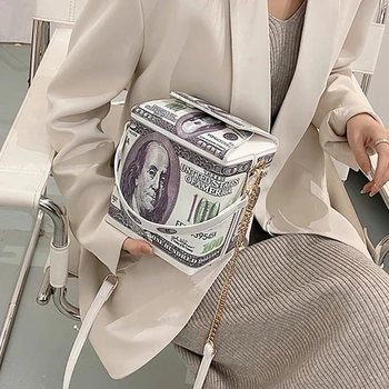 Moteris Maišo Mados Valiuta USD Spausdinimo Ponios Rankinėje Dizaineris Dolerio Spausdinimo Rėmo Peties 