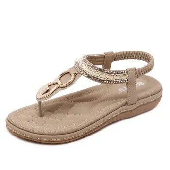 Moterys butai sandalai 2021 patogus atsitiktinis vasaros bateliai moteris string granulių flip flop paplūdimio sandalai moterims batai