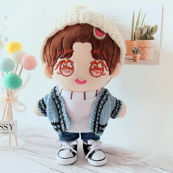 NAUJAS 20cm Kūdikių Lėlės Aprangą Pliušinis Lėlės Drabužius Puikus kelnes, skrybėlę Įdaryti Žaislas Lėlės Priedai Korėja Kpop EXO Idol 