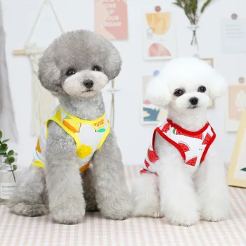 Naminių šunų drabužius vasarą, naujas stilius teddy šunų augintinių drabužius penkių spalvų vaisius vest mielas plonas skirsnis