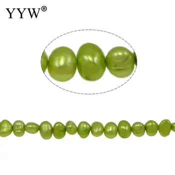 Natūralių Perlų Žalia 6-7mm Dirbtiniu būdu išauginti Baroko Gėlavandenių Perlų Karoliukus, 