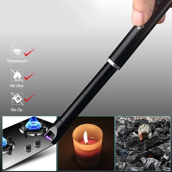 Nauja Elektros Lanko GRILIS Lengvesni USB Vėjo Flameless Plazmos Uždegimo Ilgai Virtuvės Žiebtuvėlių Dujos, Lengvesnės Už Žvakė dujinė Viryklė
