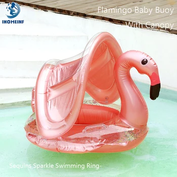 Naujas Atnaujinti Flamingo/Vienaragis Plūduro Su Nuimamas Stogelis 1-5 Metų Amžiaus Vaikų Baseinas Plūdės Ratas Dropshipping