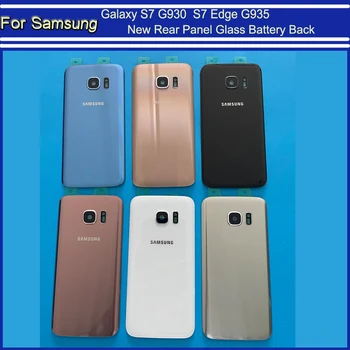 Naujas Galinis Skydelis Stiklo Baterija, galinis Dangtelis Skirtas Samsung Galaxy S7 G930 G930F G930FD S7 Krašto G935 G935F G935FD + Lipdukai vaizdo Kameros Objektyvas