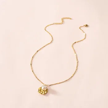 Nerūdijančio Plieno Korpuso Formos Perlas Šukutės Karoliai Moterų Aukso Spalvos Shell Perlų Karoliai Pakabukas Moda Boho Stiliaus Choker