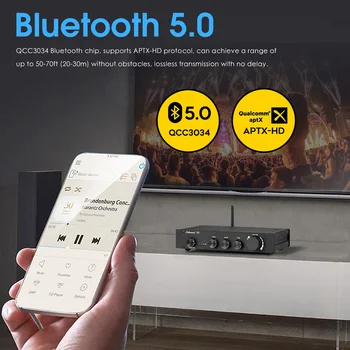 Nobsound HiFi Bluetooth 5.0 Skaitmeninė Preamp Imtuvas su A Klasės Darbalaukio Stereo Garso Pre-Amp Stiprintuvas žemų dažnių garsiakalbis APTX-HD