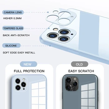 Originalus Skystu Silikonu Grūdintas Stiklas Case for IPhone 11 12 Pro Max XS XR X 8 7 Plus SE 2020 Mobilųjį Telefoną Objektyvo Apsaugos Cove