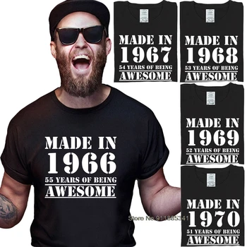 Padaryta 1966-1970 Gimtadienio Vyrų Marškinėliai Vyresnio amžiaus Pristatyti Grafikos Negabaritinių Medvilnės Mados Grandad tėvo Diena Unikalus T Shirts