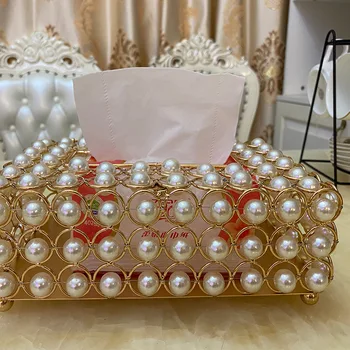 Pearl carton klasikinis, paauksuotas rankų darbo audinių langelį crystal aukso skaidrus kambarį saugojimo dėžutėje inkrustacijos su white pearl