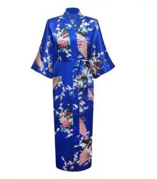 Plius Dydis XXXL Kinijos Moterų Ilgas Apdaras Spausdinti Gėlių Povas Chalatas Kimono Suknelė Nuotaka Bridesmaid, Vestuvių Chalatai Seksualus Sleepwear