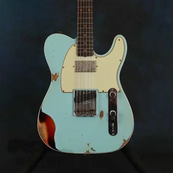 Ranka elektrinė gitara , su mėlyna spalva , raudonmedžio fingerboard , relikvijos rankomis , aukšto qulity Kinijos gitara , kad visos gitaros