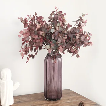 Rudens stilius eukalipto lapų patalpų modeliavimas šilko augalų netikrą gėlės filialas vazoninių buveinės šalies stalo vaza gėlių stovas dekoras
