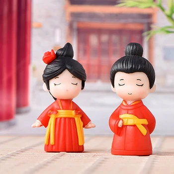 Sakai Pora Lėlės Kinų Stiliaus Vestuvių Tortas Topper Šalis Tiekia Namų Puošybai Ornamentu Micro Kraštovaizdį 