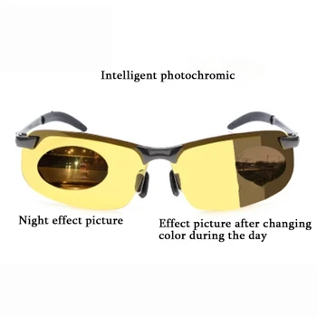 Spalva-keičiasi akiniai nuo saulės vyrų poliarizuota jojimo akiniai, akiniai nuo saulės, dieną ir naktį dvejopo naudojimo vairuotojo akiniai jojimo reikmenys