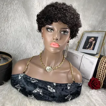 TOOCCI Trumpas Afro Pixie Supjaustyti Perukas Garbanotas Plaukų Peruką Už juodaodžių Moterų Perruque Humain Brazilijos Remy plaukų e
