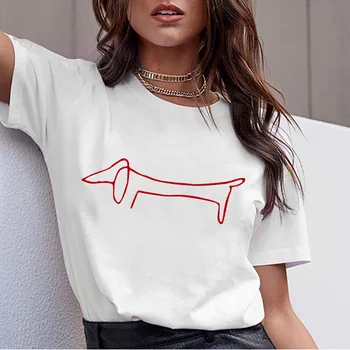 Takso Pug Teckel Vasaros 90s Juokingi Marškinėliai Moterims Harajuku Mielas šuo T-shirt Pit Bull Hipster marškinėliai
