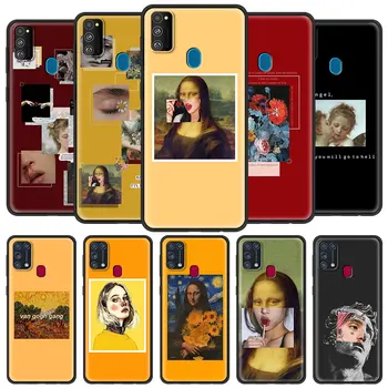 Telefono Dėklas Samsung Galaxy M31s M30s M31 M51 M30 M20 M11 20 Pastaba Ultra 10 Lite Plus 9 Juodo Dangtelio Van Gogh Mona Lisa Dovydas