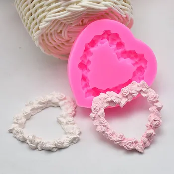 Valentino Dieną Meilės Vainikas Silikono Formos Minkštas Tortas Šokolado 3D Rožių Gėlių Puokštė Mylinčios Širdies Formos Minkštas Pyragas Pelėsių