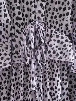 Vasaros Naujųjų Slim V-kaklo Leopardas Spausdinti Švarus Rankovių Elegantiškos moters Suknelė Harajuku Paprastas Laisvalaikio Atostogų Moterų Suknelės