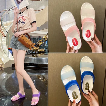 Vasaros stilius ponios minkštos ir patogios šlepetės kalnų krištolas, neslidžia sandalai mados Moterų sandalai Crocs šlepetės moterims