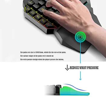Viena Ranka Žaidimų Klaviatūra 39/35 Mygtukai RGB Apšvietimu Nešiojamas Mini Gaming Klaviatūra Pelės Rinkinys, Skirtas PC, PS4 Xbox Gamer Win