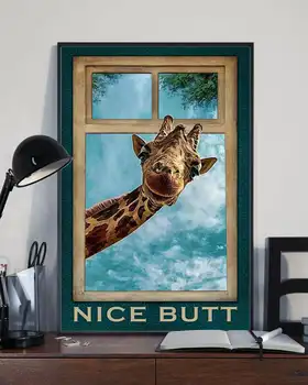 Vonios Kambarys Plakatas Gražus Žirafa Drobė Spausdinti Nuotraukų Gyvūnų Juokinga Sienos Meno Šiuolaikinių Vaikų Darželio Kambarį Namų Dekoro Be Rėmo