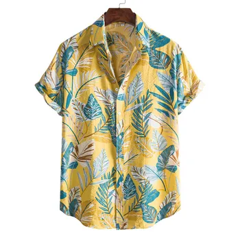 Vyrai Spalvinga Vasaros Trumpomis Rankovėmis Prarasti Mygtukai Atsitiktinis Marškinėliai Palaidinė Vasaros Mados Spausdinti Marškinėliai Prarasti Paplūdimys Havajų Marškinėliai Camisa