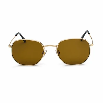Vyrai Sunglases Šešiakampis, Saulės akiniai, NAUJI Moterys Metalinis Rėmas Žvejybos Akinius Aukso arbatos Akiniai lentes de sol hombre okulary UV400