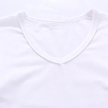 Vyriški Viršų Mados Paprastas Plonas Medvilnės V-kaklo, ilgomis Rankovėmis Atsitiktinis marškinėliai Trumpas, Viršuje Pagrindinio Black White T-shirt Pavasarį Rudenį
