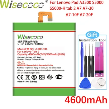 Wisecoco Baterija Lenovo LePad S5000 S5000H Trinkelėmis A3500 Tablet PC L13D1P31 tab 2 A7-30