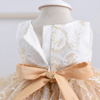Yoliyolei 2021 Šampano Baby Girl Dress Gėlių Mergaitė Nėrinių leeveless 1T-6T ss Suknelės Šalis Vestuvės Rodyti Vaikams Drabužių