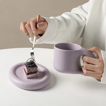 Šiaurės paprasta kūrybos Riebalų keramikos puodelis riebalų plokštės derinys ins kūrybos paprastų buitinių kavos puodelio
