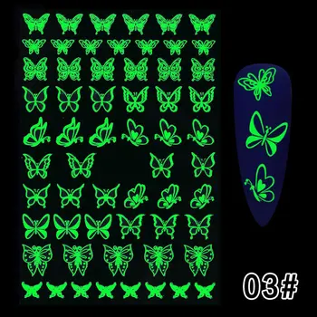 Šviesos Efektas Butterfly Liepsna Snaigės 3D Projektavimo Hallowee Nagų Dailės Šviečia Blizgučiai Nagų Dailės Lipdukas Apdailos Manikiūras