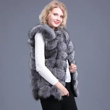 Žiemos Moterų Nauji Gamtinių Silver Fox Fire Fox Fur Šilta Liemenė Mados Atsitiktinis Europos Stotis