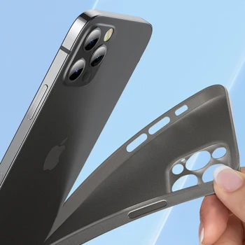 0,3 mm Ultra Plonas Telefono dėklas Skirtas iPhone 12 Mini Pro 11 XS Max X XR Fotoaparato Apsauga, Matinis Sunku PP Galinį Dangtelį Atveju iPhone 11