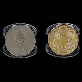 1 vnt Aukso/Sidabro padengtą Ethereum Monetos Virtualus Proginę Monetą Meno Kolekcija Dovana