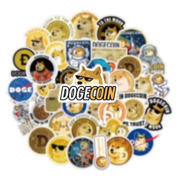10/50pcs Dogecoin Animacinių filmų Lipdukai Virtuali Valiuta Žaislų Nešiojamas Bagažo Telefono Lagaminą Gitara Motociklo Žaislas Doge Pegatina