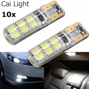 10 vnt Automobilių Stiliaus Automobilį Auto LED 194 W5W 2835 SMD 12 LED Lemputės Nėra Klaidos LED Šviesos Automobilio Šoninis apšvietimas #YL1