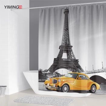 180x200cm vonios užuolaidos Paryžiaus Eifelio Bokštas kraštovaizdžio spausdinimo poliesteris atsparus vandeniui dušo užuolaidų, namų dekoravimo užuolaidų