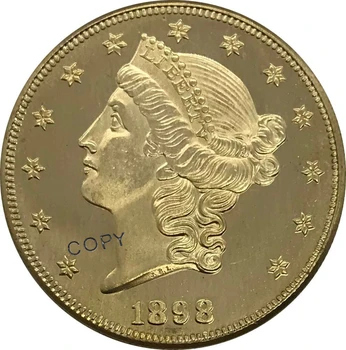 1898 Jungtinių Amerikos valstijų 20 Dvidešimt Dolerių Laisvė Vadovas Dvigubas Erelis su moto Aukso Žalvario monetos Kolekcionieriams Kopijuoti Monetos