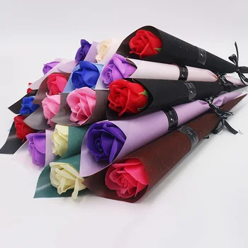 1PC Muilo Dirbtinės Gėlės dovanų Valentino Dienos, Gimtadienio Dovana Dirbtinių Gėlių rožių puokštė maišelį gėlių Muilo Netikrą Gėlės