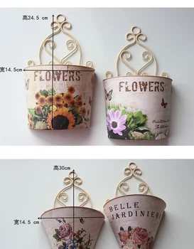 1Pcs Gėlių Krepšelis Sienos Kabo Gėlių Vaza Puodą Sienos, Plastikiniai Derliaus Kaimo Sodo Namų Puošybai Gėlių Krepšelis Namų Puošybai